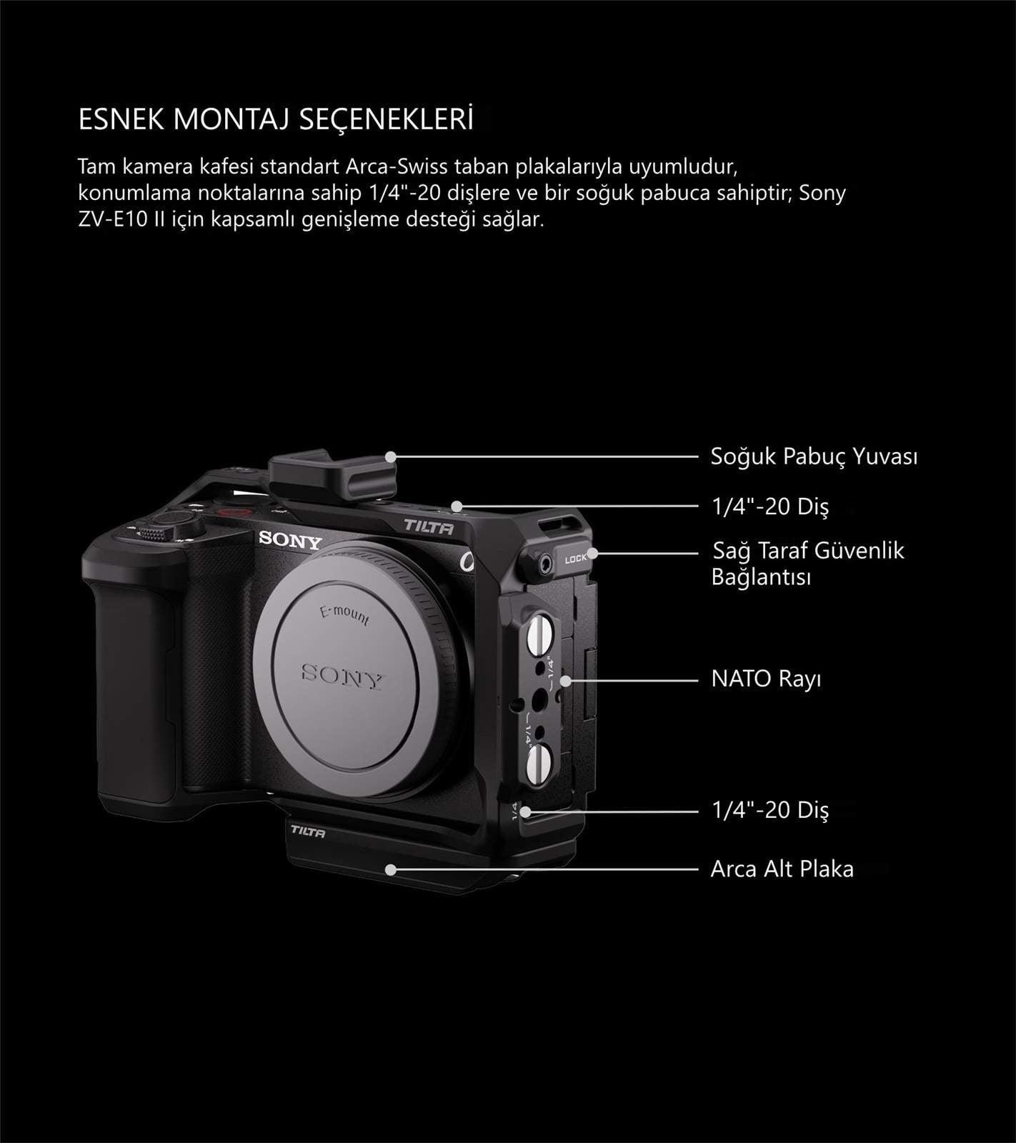 Tilta Sony ZV-E10 II için Tam Kamera Kafesi – Siyah