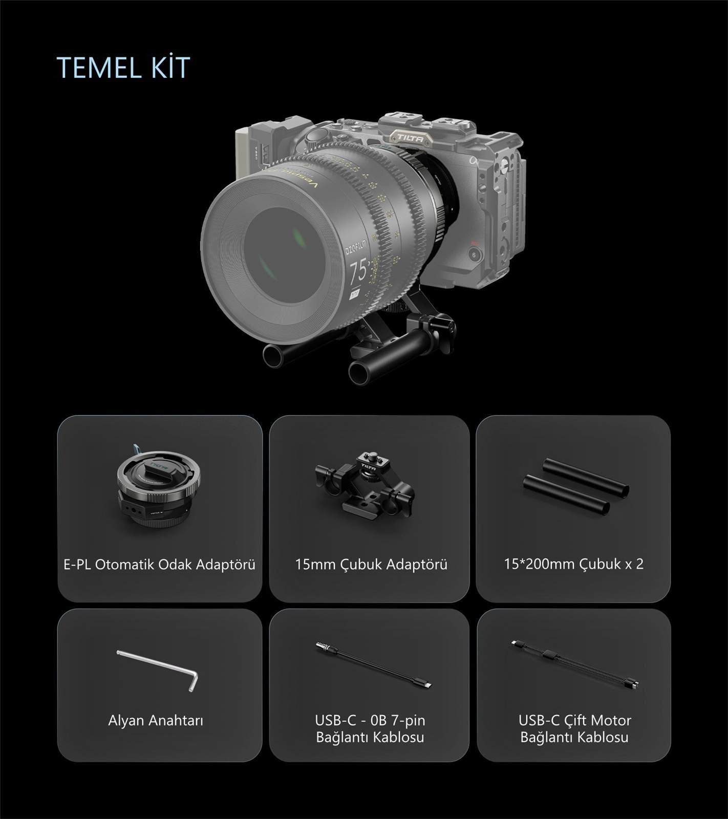 Tilta Nucleus Otomatik Odak Adaptörü (E - PL) Çift Nano II Motor Kiti